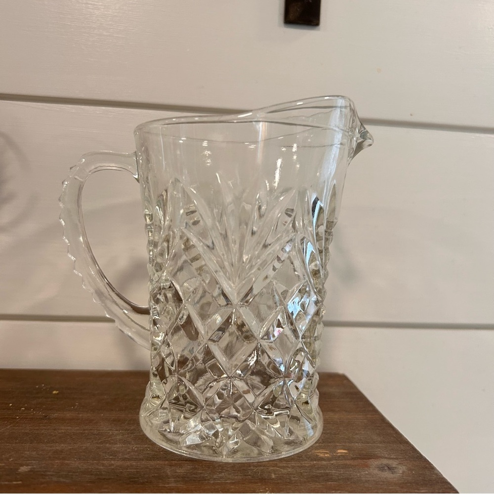 Vintage Anchor Hocking Pineapple Pattern Clear Glass Creamer/Small Pitcher